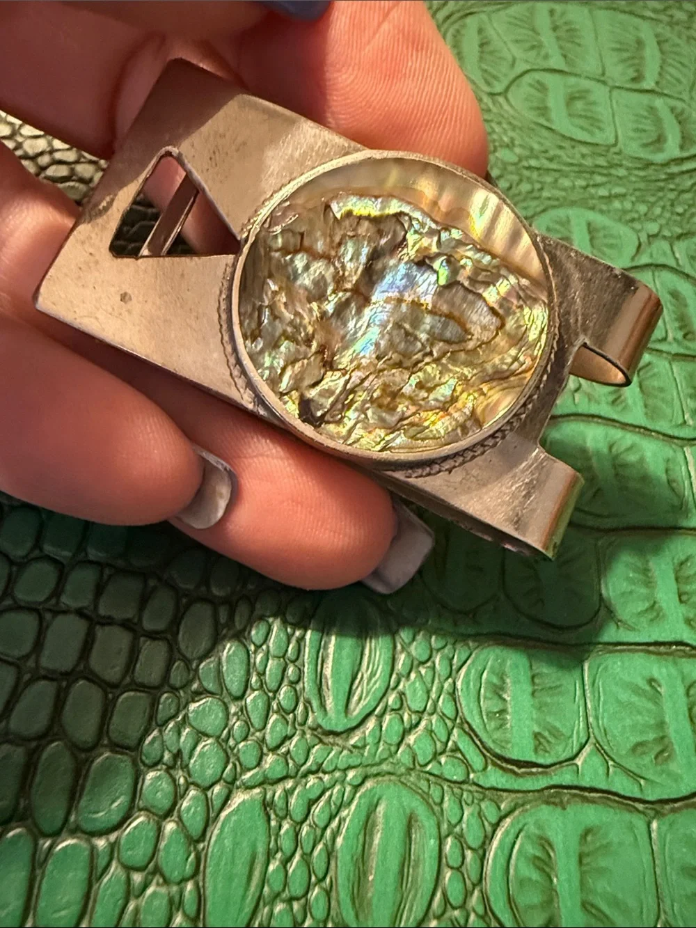 Sterling Silver Abalone Money Clip Stamped Made In Mexico